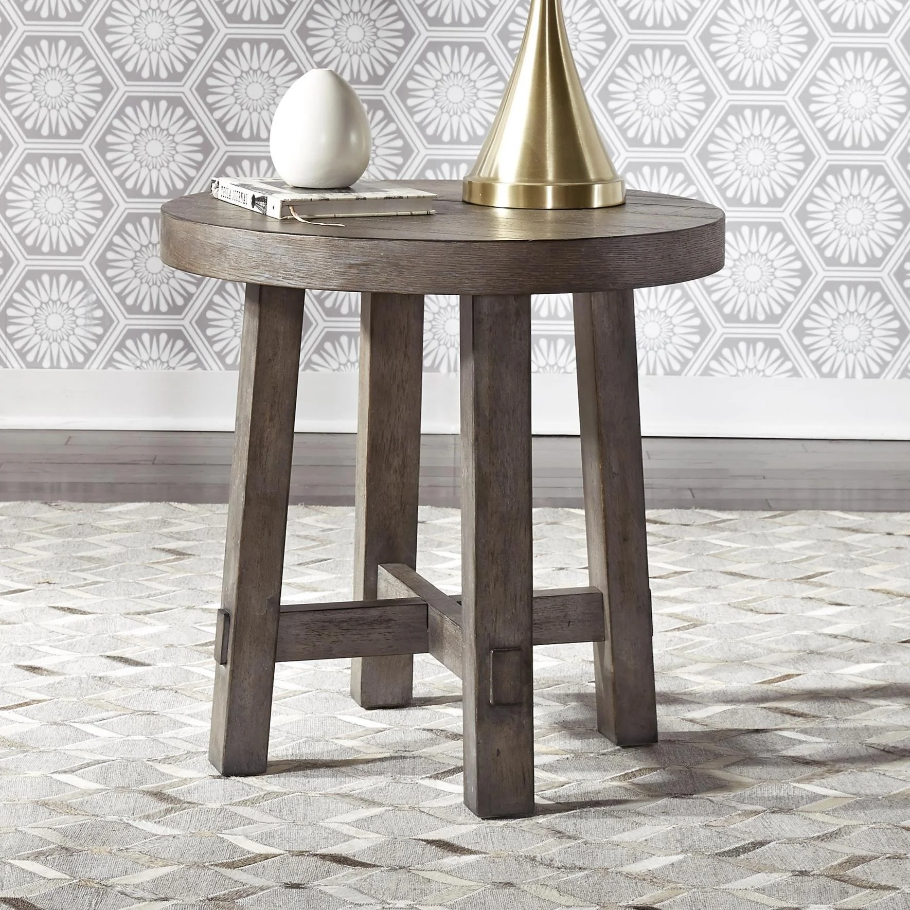 Liberty Furniture Modern Farmhouse 406OT1024 Contemporary Splay Leg Round End Table Royal